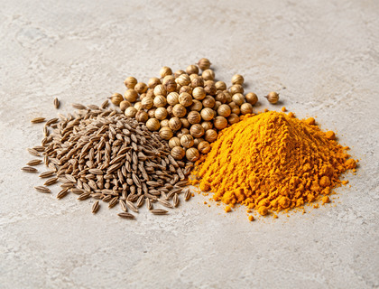 Spices (cumin, coriander, turmeric)