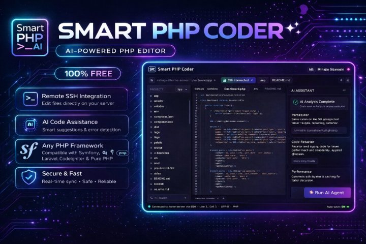 Smart PHP Coder - Web-based AI PHP editor with embedded agent