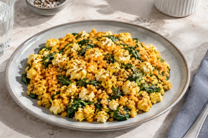 Spiced Lentil & Cottage Cheese Scramble