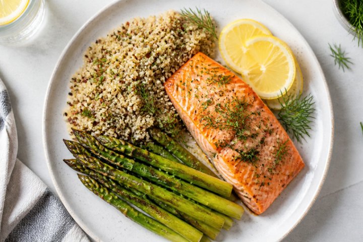Lemon-Herb Baked Salmon with Quinoa & Asparagus